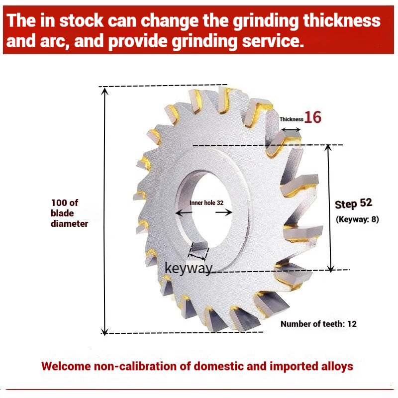 1057-Alloy three-face milling cutter can be customized tungsten steel 63 80 100 125 YW2 steel parts milling slot welding disk cutter Shandong Denso Pricision Tools Co.,Ltd.